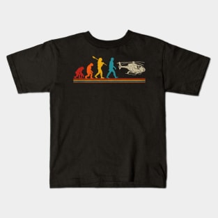 Funny Helicopter Evolution Retro Vintage Kids T-Shirt